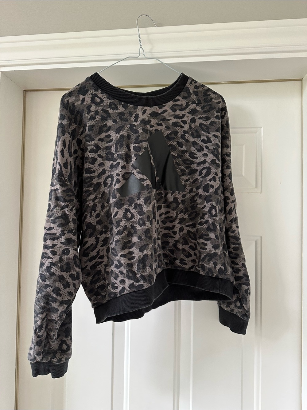 Adidas Leopard Print Crewneck Sweater - Black & Gray